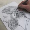 Chad, John's Sound Engineer on the album cover black lined drawings illustrated faces of the band members