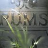 Cut glass lettering on pub window